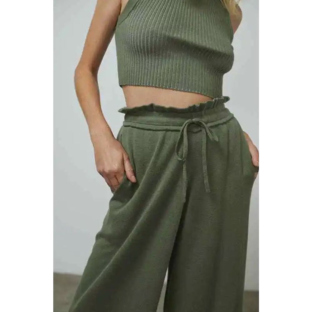 Lunya Cozy Cotton Silk Relaxed Ankle Pant Humble Green Size L - Picture 3 of 8